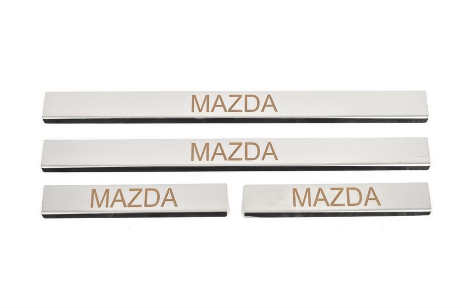 Mazda 2 2007-2014 гг. Накладки на пороги Carmos (4 шт, нержавейка) V-3 Image