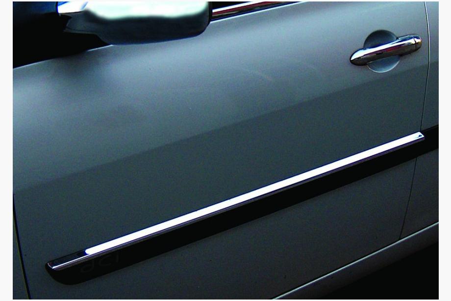 Renault Megane II 2004-2009 гг. Узкие дверные молдинги 2006-2010 (4 шт, нержавейка) Image