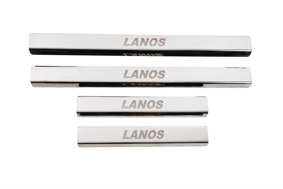 Chevrolet Lanos 1998-2017 гг. Накладки на пороги для порога (Carmos V3, нержавейка) Image