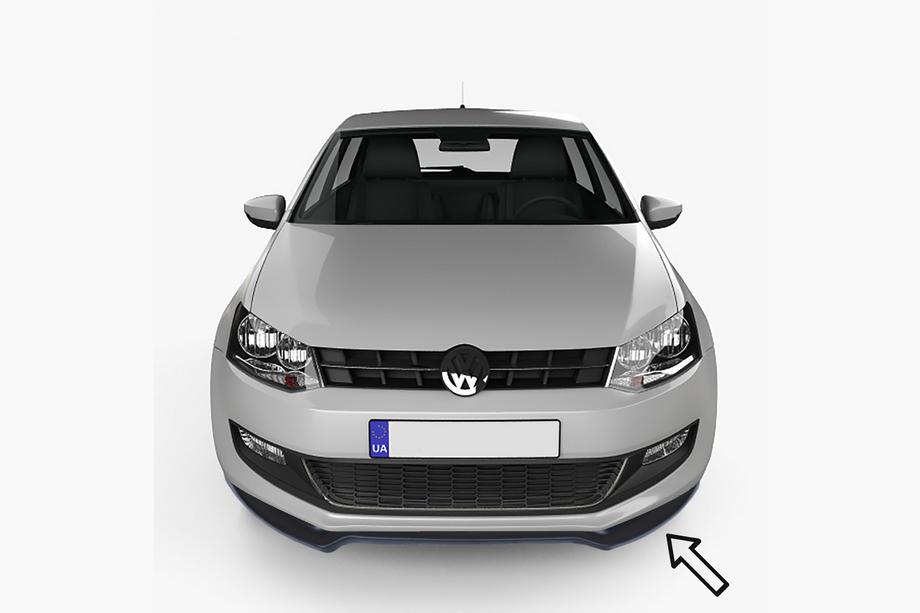 Volkswagen Polo 2010-2017 гг. Передний сплиттер ESA (черный) Фото 1