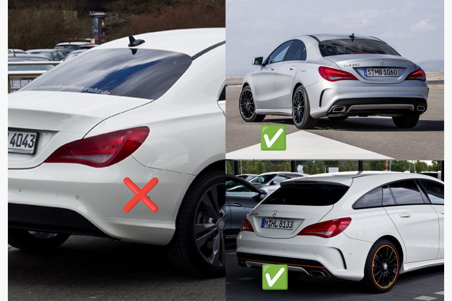 Mercedes CLA C117 2013-2019 гг. Задний диффузор Black (дизайн CLA45 с насадками) Фото 2