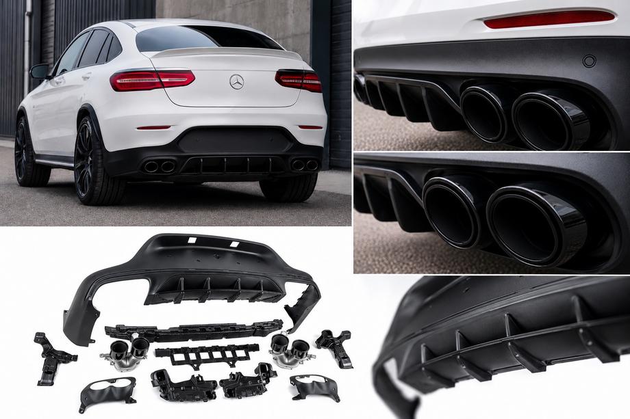 Mercedes GLC coupe C253 2016-2023 гг. Задний диффузор с насадками на выхлоп (Дизайн AMG43) Фото 1
