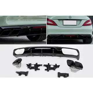 Задний диффузор с насадками выхлопа Black (2015-2018, Дизайн GT63)