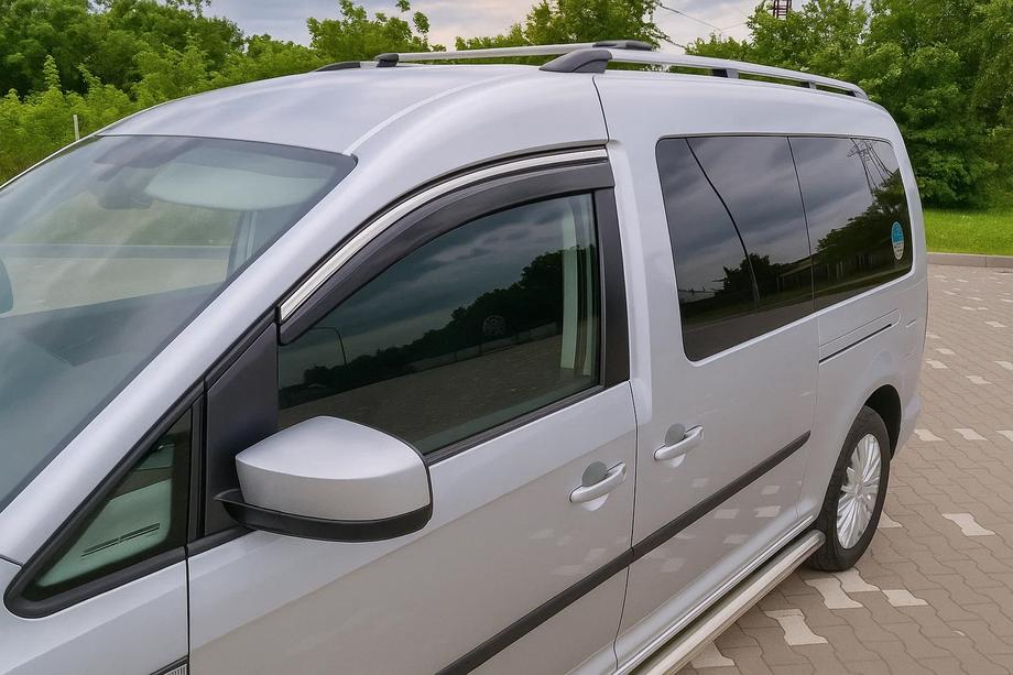 Volkswagen Caddy 2015-2020 гг. Ветровики с хромированным молдингом Niken Luxury (2 шт) Фото 4