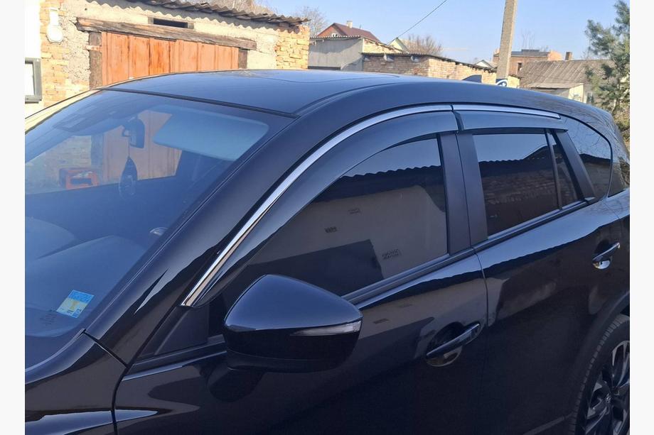 Mazda CX-5 2012-2017 гг. Ветровики с хромированным молдингом Niken Luxury (4 шт) Фото 1