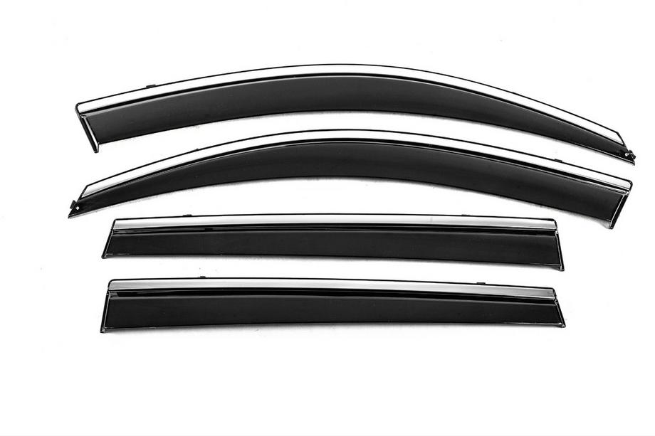 Toyota Rav 4 2006-2013 гг. Ветровики с хромированным молдингом Niken Luxury (4 шт, Long) Фото 1