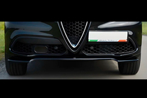 Alfa Romeo Stelvio 2016- гг. Передний лип-спойлер DPT V-1 (ABS, черный глянец) фото 1