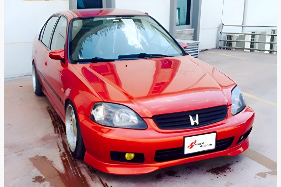 Honda Civic 1995-2001 гг. Передний лип DPT V-2 (Черный Глянец) Фото 2