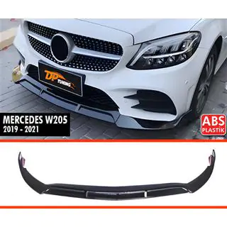 Передний сплиттер DPT (2019-2021, только для AMG-Line, Черный Глянец) Mercedes C-class W205 2014-2021 гг. фото 2