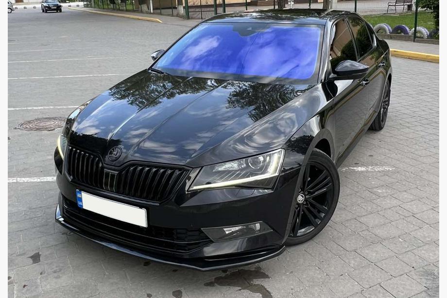 Skoda Superb 2015-2024 гг. Передний лип-спойлер DPT V-2 (2015-2020, Черный Глянец) Фото 15