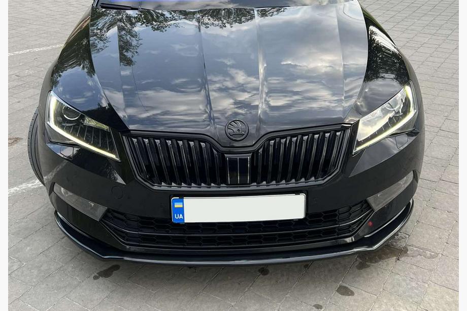 Skoda Superb 2015-2024 гг. Передний лип-спойлер DPT V-2 (2015-2020, Черный Глянец) Фото 16