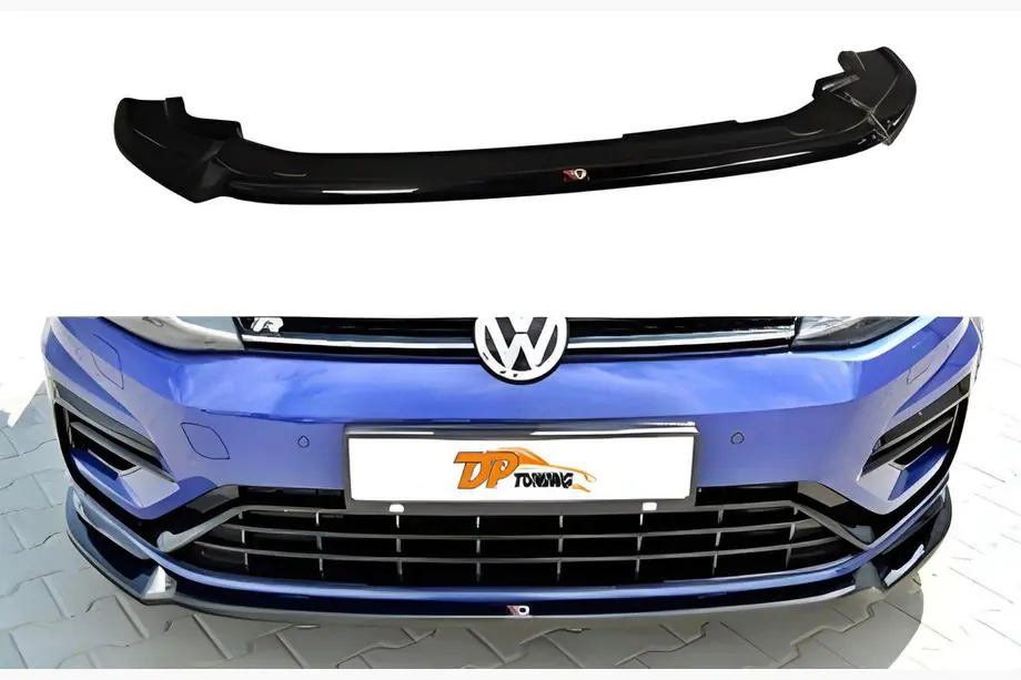 Volkswagen Golf 7/E-Golf 2012-2020 гг. Передний сплиттер DPT V-3 (для R / R-Line HB, 2017-2019, черный глянец) Фото 1