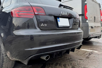 Audi A3 2003-2012 гг. Задний диффузор DPT (2008-2010, Черный Глянец) фото 2