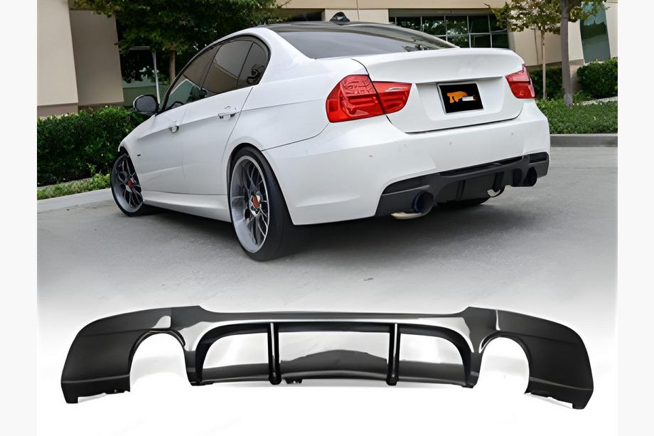 BMW 3 серия E90/E91 2005-2011 гг. Задний диффузор DPT V-4 (для E90 M-Sport, Черный Глянец) Фото 1