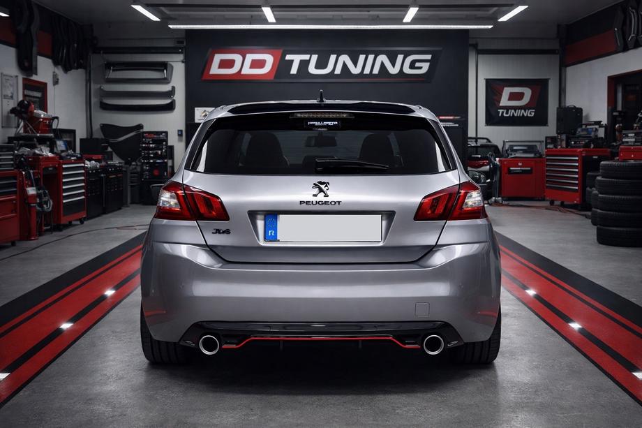 Peugeot 308 2014-2021 гг. Задний диффузор DPT (HB, Черный Глянец)