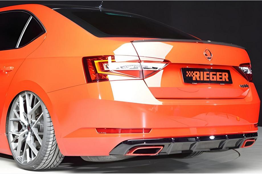 Skoda Superb 2015-2024 гг. Задний Диффузор DPT V-1 (Черный Глянец)