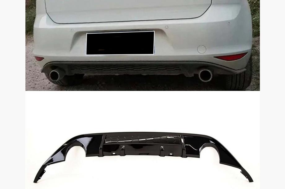 Volkswagen Golf 7/E-Golf 2012-2020 гг. Задний диффузор DPT V-3 (для GTI, 2012-2017, Черный Глянец) Image