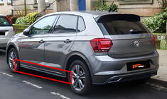 Volkswagen Polo 2017- гг. Боковые Пороги DPT V-2 (Черный Глянец) фото 1