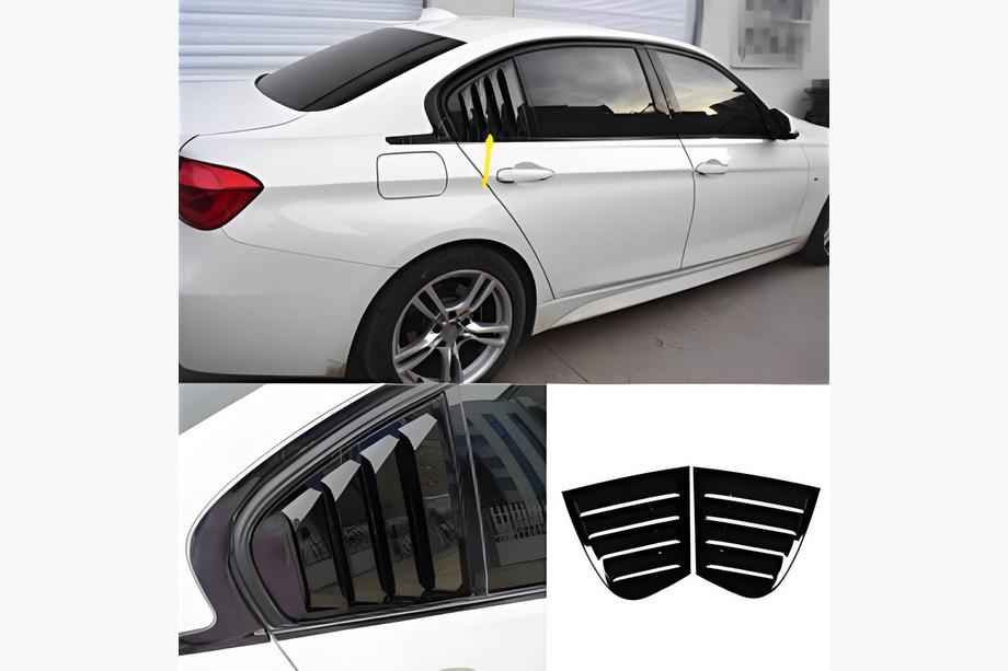 BMW 3 серия F30/F31 2012-2019 гг. Накладки на задние окна DPT (Черный Глянец, 2шт) Image