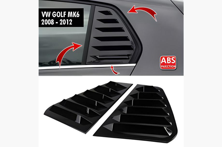 Volkswagen Golf 6 2008-2014 гг. Накладки на задние окна DPT V-2 (черный глянец, 2шт) Image