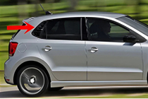 Volkswagen Polo 2010-2017 гг. Накладки на задние окна DPT (Черный Глянец, 2шт) фото 1