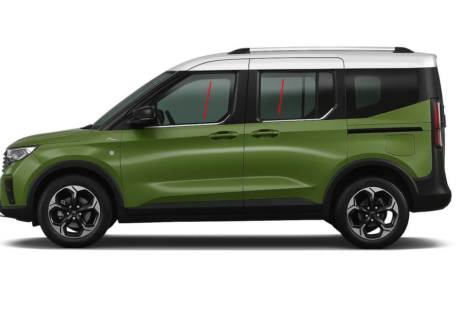 Ford Courier 2023- гг. Окантовка окон Omsa Line (4 шт, нержавейка) Фото 1
