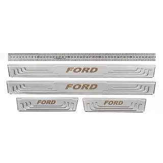 Универсальные накладки на пороги Ford V-2 (4 шт., нержавейка) фото 1