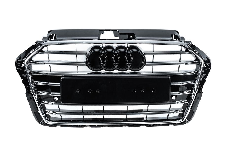 Audi A3 2012-2020 гг. Передняя Решетка S-Style (2016-2020, Черная с Хромом) Image