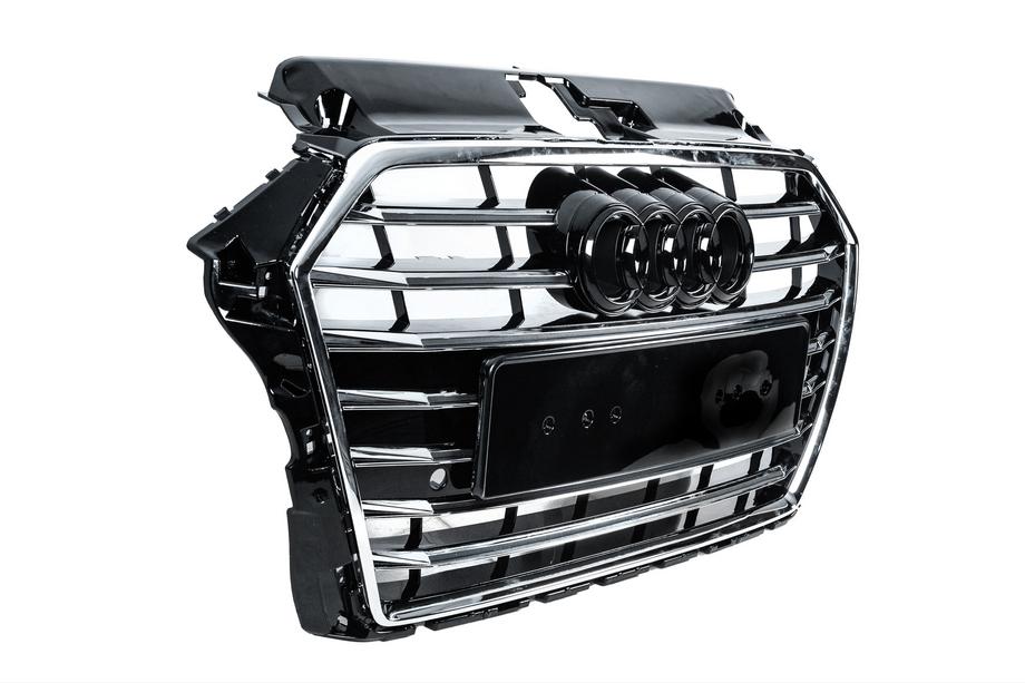 Audi A3 2012-2020 гг. Передняя Решетка S-Style (2016-2020, Черная с Хромом) Фото 3