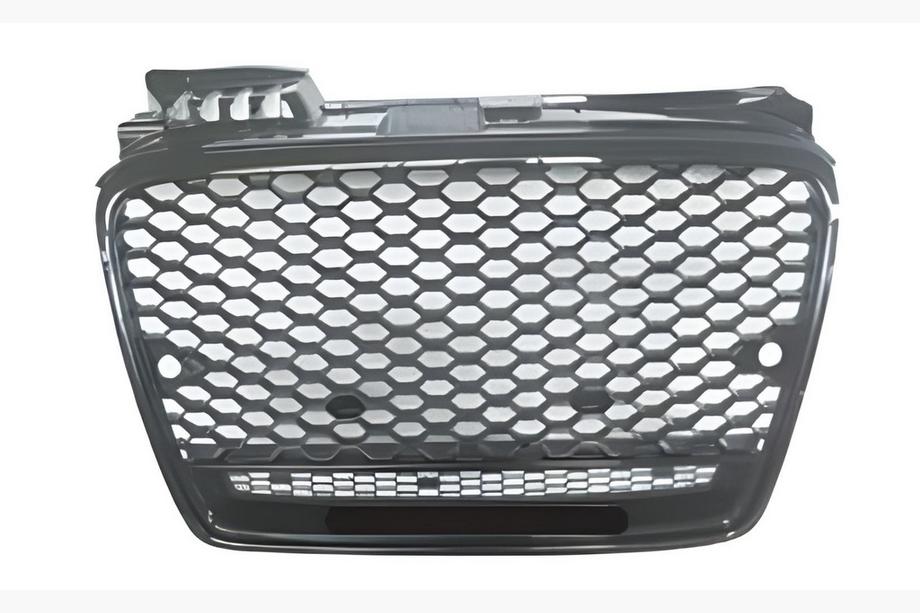 Audi A4 B7 2004-2008 гг. Передняя решетка RS-Style V-1 (без логотипа, черная с хромом) Фото 1