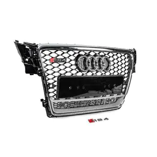 Передняя решетка с надписью Quattro RS-style (2007-2011, черная) фото 3