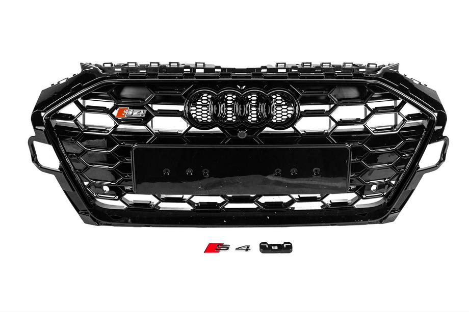 Audi A4 B9 2015-2024 гг. Передняя решетка радиатора S-Style (2020-2022, черная) Image