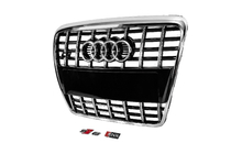 Audi A6 C6 2004-2011 гг. Передняя решетка радиатора S-Style (черная с хромом) фото 2