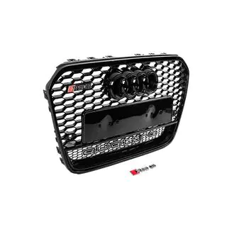Передняя решетка радиатора RS-style черная с надписью Quattro (2011-2014) фото 3