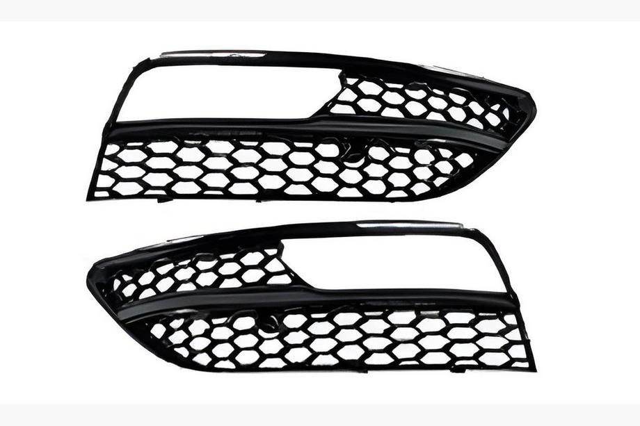 Audi A3 2012-2020 гг. Решетки противотуманных фар RS-Style V-1 (2012-2016, 2 шт, Черный) Image