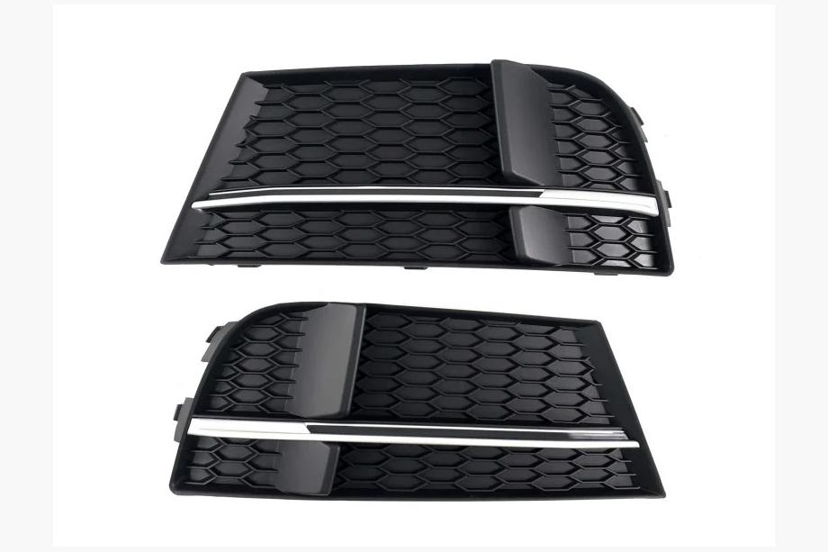 Audi A3 2012-2020 гг. Решетки противотуманных фар S-Style V-2 (2016-2020, 2 шт, Черный) Image