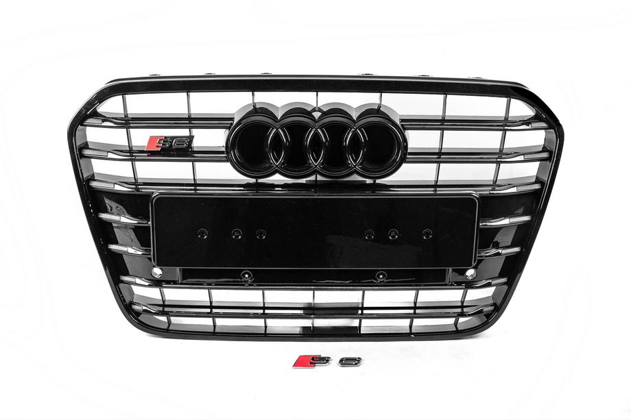 Audi A6 C7 2011-2017 гг. Передняя черная решетка с черной рамкой S-Style (2011-2014) Фото 1