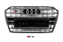 Audi A6 C7 2011-2017 гг. Передняя Черная Решетка с Хромированной Рамкой S-Style (2014-2017) фото 1