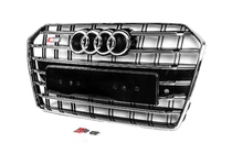 Audi A6 C7 2011-2017 гг. Передняя Черная Решетка с Хромированной Рамкой S-Style (2014-2017) фото 2