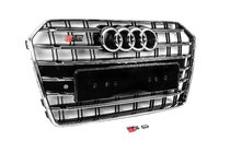 Audi A6 C7 2011-2017 гг. Передняя Черная Решетка с Хромированной Рамкой S-Style (2014-2017) фото 3