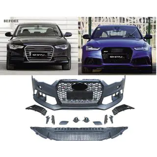 Передний бампер с черной решеткой RS6-Style (2011-2014) Audi A6 C7 2011-2017 гг. фото 2