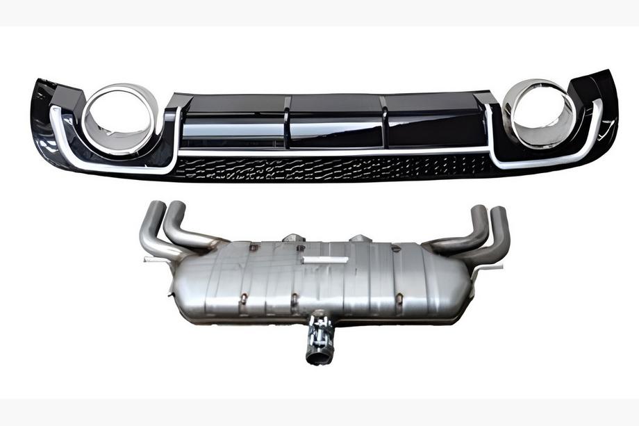 Audi A3 2012-2020 гг. Задний диффузор с насадками на выхлоп V-2 (для S/S-Line, 2012-2020) Image