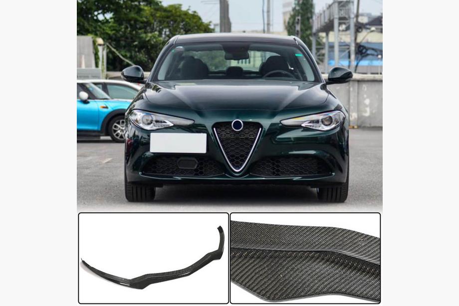 Alfa Romeo Giulia 2016-2022 гг. Накладка на передний бампер Lip V1 (для Base, Карбон) Image