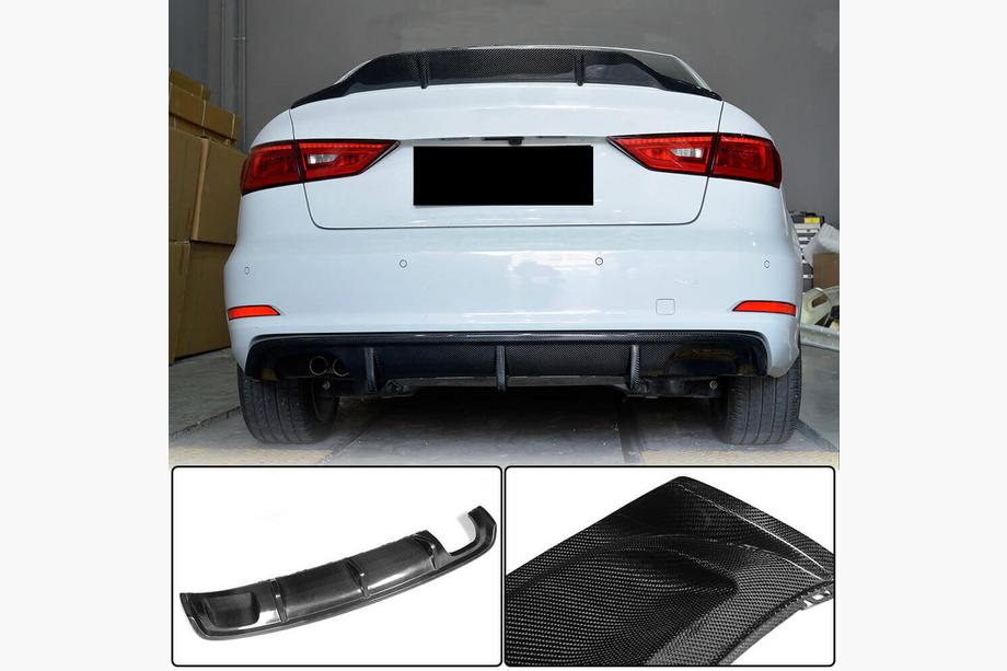 Audi A3 2012-2020 гг. Диффузор заднего бампера V2 (для Base Sedan 2012-2016, Карбон) Image