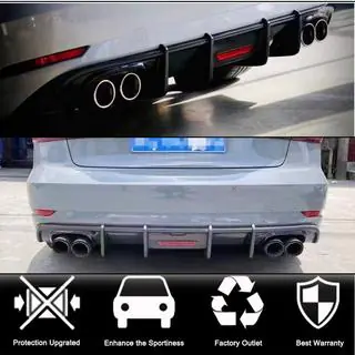 Диффузор заднего бампера с LED стоп-сигналом (для Base Sedan 2017-2020, Карбон) фото 2
