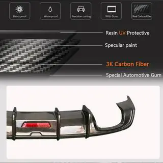 Диффузор заднего бампера с LED стоп-сигналом (для Base Sedan 2017-2020, Карбон) фото 3