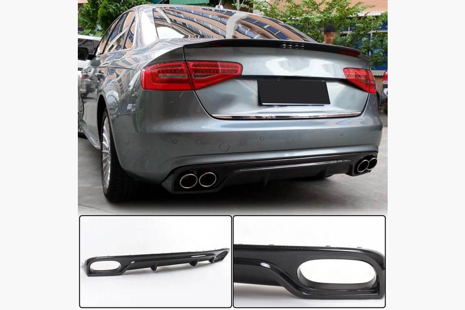 Audi A4 B8 2007-2015 гг. Диффузор заднего бампера (для Base 2011-2015, Карбон) Image
