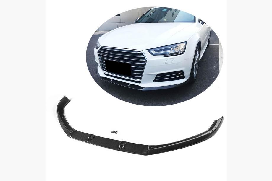 Audi A4 B9 2015-2024 гг. Накладка на передний бампер Lip V1 (для Base Sedan 2015-2019, Карбон) Image