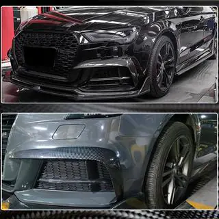 Накладки на противотуманные фары V2 (для S-Line Sedan 2015-2019, Карбон) фото 3