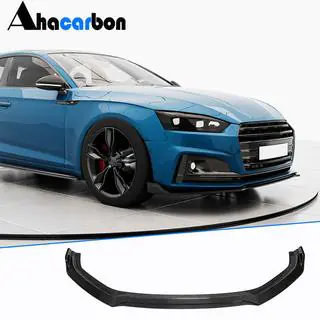 Накладка на передний бампер Lip V2 (для S-Line 2016-2020, Карбон) фото 1